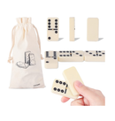 Dominoes Set for Adults Large Size Tile 2.17 Inch 28 Pieces Double Six Dominos Set for Classic Table Game Ivory with Black Dots Tiles Family Game Set with Box and Canvas Bag for 2 to 4 Players