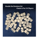 Dominoes Set for Adults Large Size Tile 2.17 Inch 28 Pieces Double Six Dominos Set for Classic Table Game Ivory with Black Dots Tiles Family Game Set with Box and Canvas Bag for 2 to 4 Players
