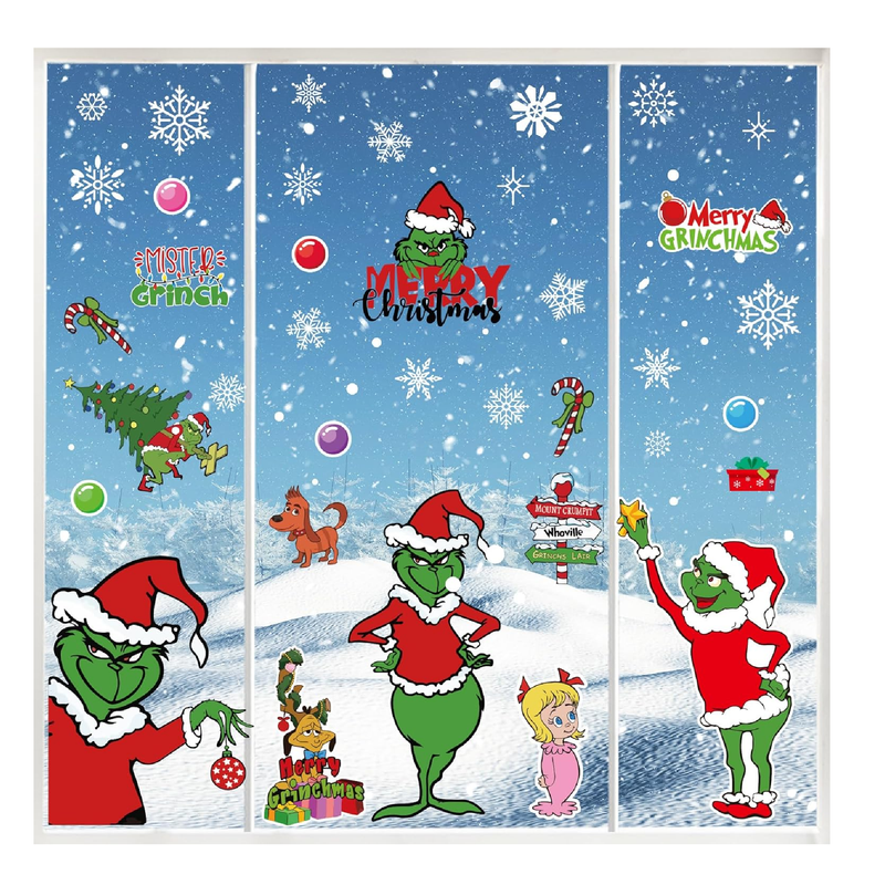 Double-Sided Christmas Window Clings Waterproof Christmas Window Clings Christmas Window Decorations for Christmas Party