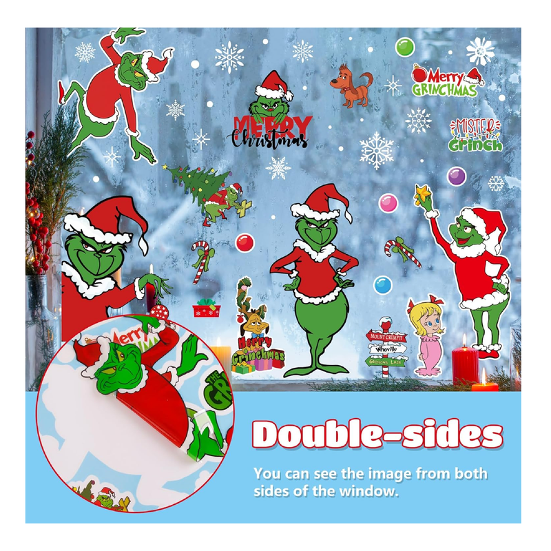 Double-Sided Christmas Window Clings Waterproof Christmas Window Clings Christmas Window Decorations for Christmas Party