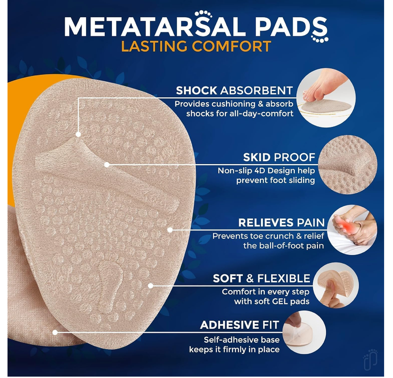 Metatarsal Pads | Metatarsal Pads for Women | Ball of Foot Cushions Forefoot Shoe Inserts Shoe Insole High Heels to Pain Relief,