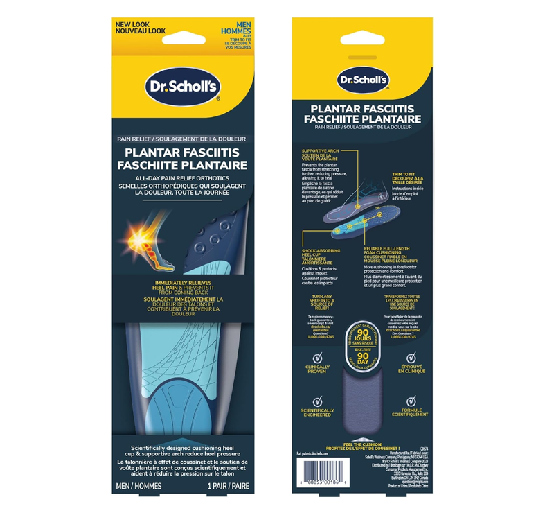 Dr. Scholls Plantar Fasciitis Orthotics Mens (Size 8-13) (2 Pack)