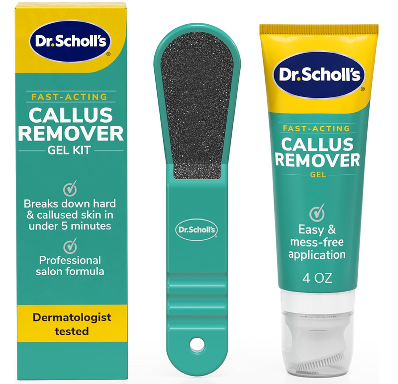 Dr. Scholl's Fast Acting Callus Remover Gel Kit, Hard Skin Removal, Smooth Soft Feet in Minutes, Salon Professional Formula,