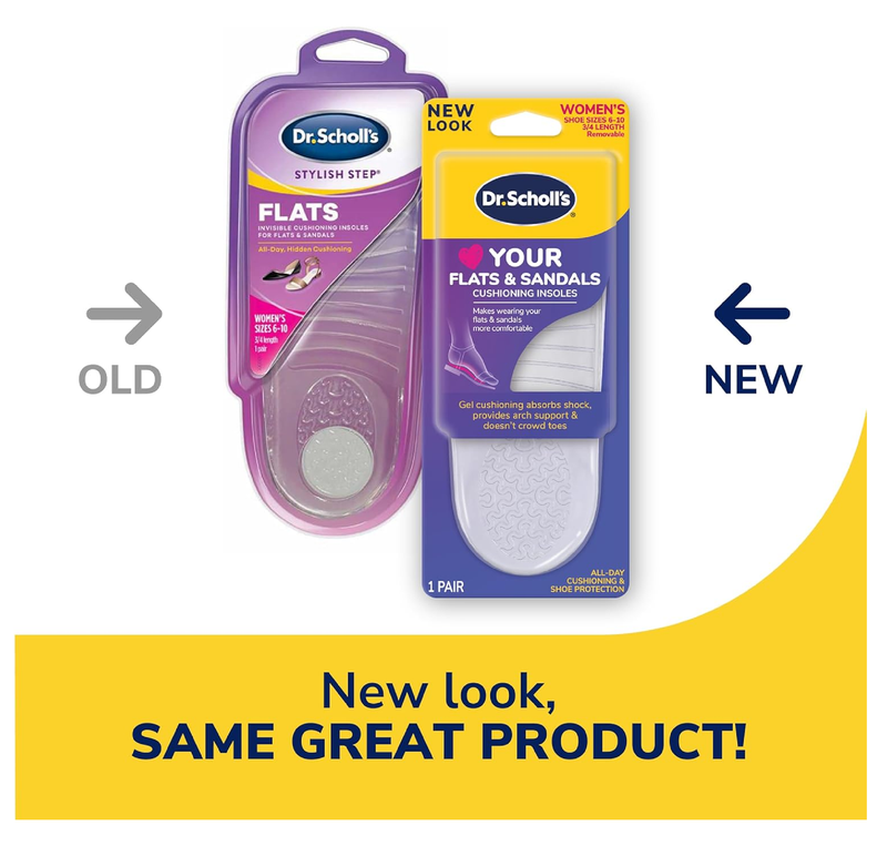 Dr. Scholl's Love Your Flats & Sandals and Heels & Wedges 3/4 Length Insoles, All-Day Comfort, 1 Pair Each