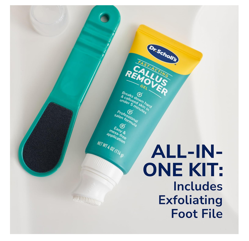 Dr. Scholl's Fast Acting Callus Remover Gel Kit, Hard Skin Removal, Smooth Soft Feet in Minutes, Salon Professional Formula,