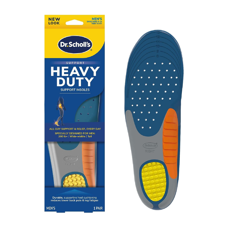 Dr. Scholl's Duty Support Insole Orthotics, Big & Tall, 200lbs+, Wide Feet, Shock Absorbing, Arch Support, Distributes Pressure, Trim to Fit Inserts, Work Boots & Shoes, Men Size 8-14, 1 Pair
