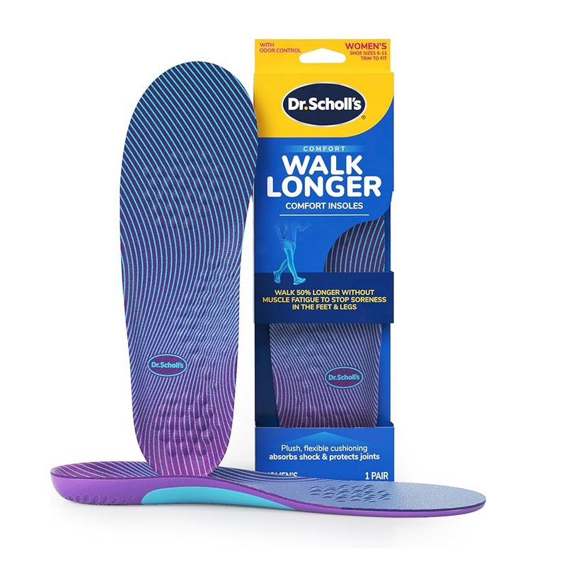 Dr. Scholl's Walk Longer Insoles - Comfortable Plush Foam Cushioning Inserts for Walking