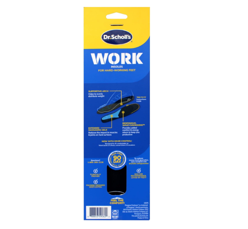 Dr. Scholl's Work Massaging Gel, Advanced Insoles for Shoe Inserts, Standart,