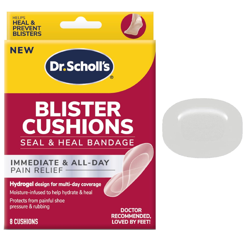 Dr. Scholl's Blister Cushions Seal & Heal Bandage with Hydrogel Technology, 8 ct // Immediate & All-Day Pain Relief,