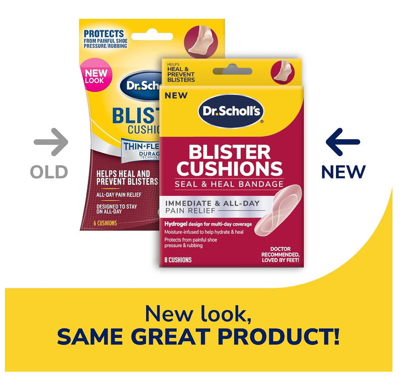 Dr. Scholl's Blister Cushions Seal & Heal Bandage with Hydrogel Technology, 8 ct // Immediate & All-Day Pain Relief,