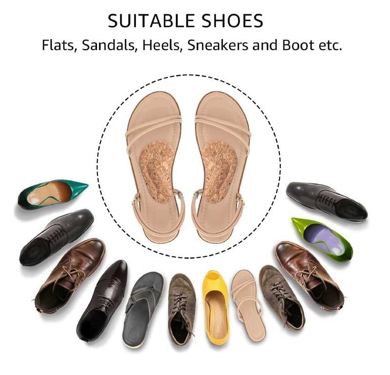 Dr. Foot's Arch Support Shoe Inserts for Flat Feet, Plantar Fasciitis, Adhesive Arch Pads for Relieve Pain for Women & Men