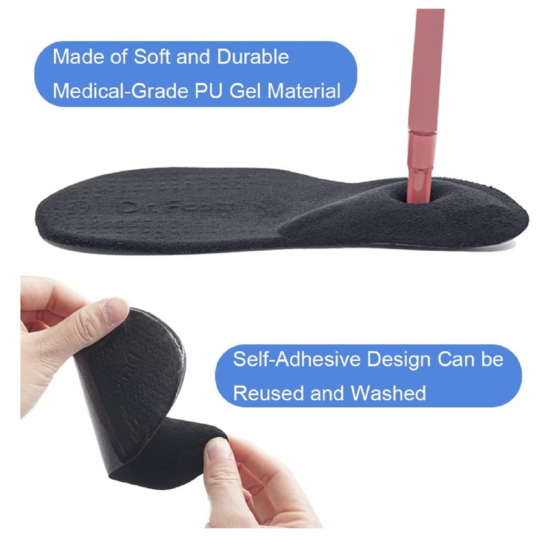 Dr. Foot's Arch Support Shoe Inserts for Flat Feet, Plantar Fasciitis, Adhesive Heel Cushion for Relieve Pain for Women & Men