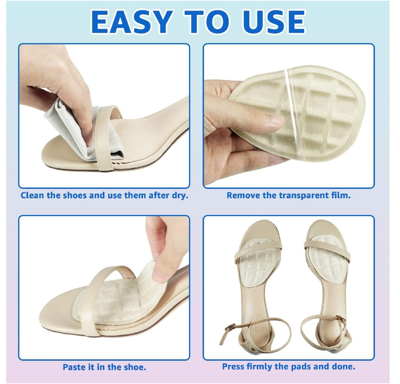 Dr.Foot Ball of Foot Cushions, Metatarsal Pads, Forefoot Pads, Anti Slip Shoe Inserts for Open Toe Shoe,