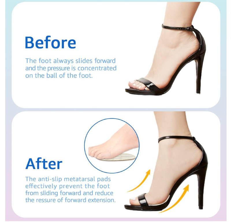 Dr.Foot Ball of Foot Cushions, Metatarsal Pads, Forefoot Pads, Anti Slip Shoe Inserts for Open Toe Shoe,