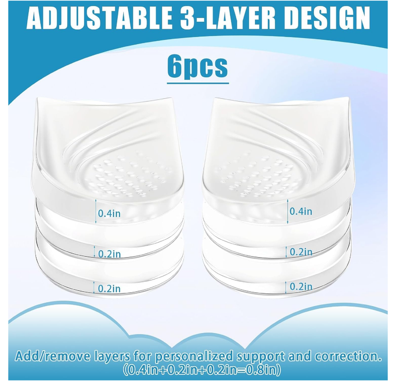 6PCS Adjustable Heel Wedge Inserts for Supination & Overpronation Insoles Correction,