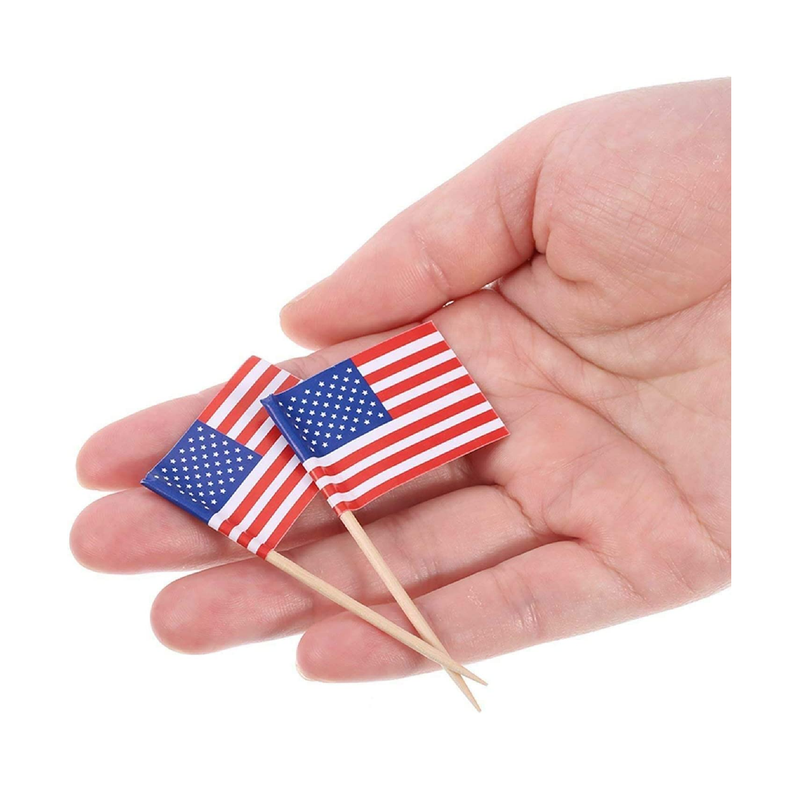 Efivs Arts 100 Pcs 4th of July American Toothpick Flag Toppers Cake Decorations Independence Day Patriotic Cupcake Toppers Picks for Army Graduation Party Supplies