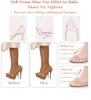 Toe Inserts for Shoes Too Big, 2 Pairs Foam Toe Filler to Make Shoes Fit Tighter,