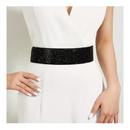 Elegant Shiny Sequins Wide Belt Trendy Solid Color Elastic PU Waistband Classic Dress Coat Girdle For Women Girls