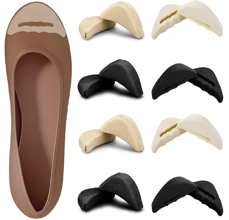8 Pairs Toe Inserts Big Toe Plug Shoe Pads Reusable Soft Sponge Foam Toe Filler for Shoes Too Big Shoe Filler