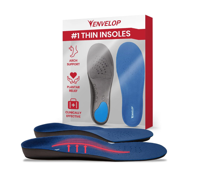 Envelop Ultra Thin Insoles for Men and Women - High Arch Support Insoles for Flat Feet & Plantar Fasciitis Pain Relief