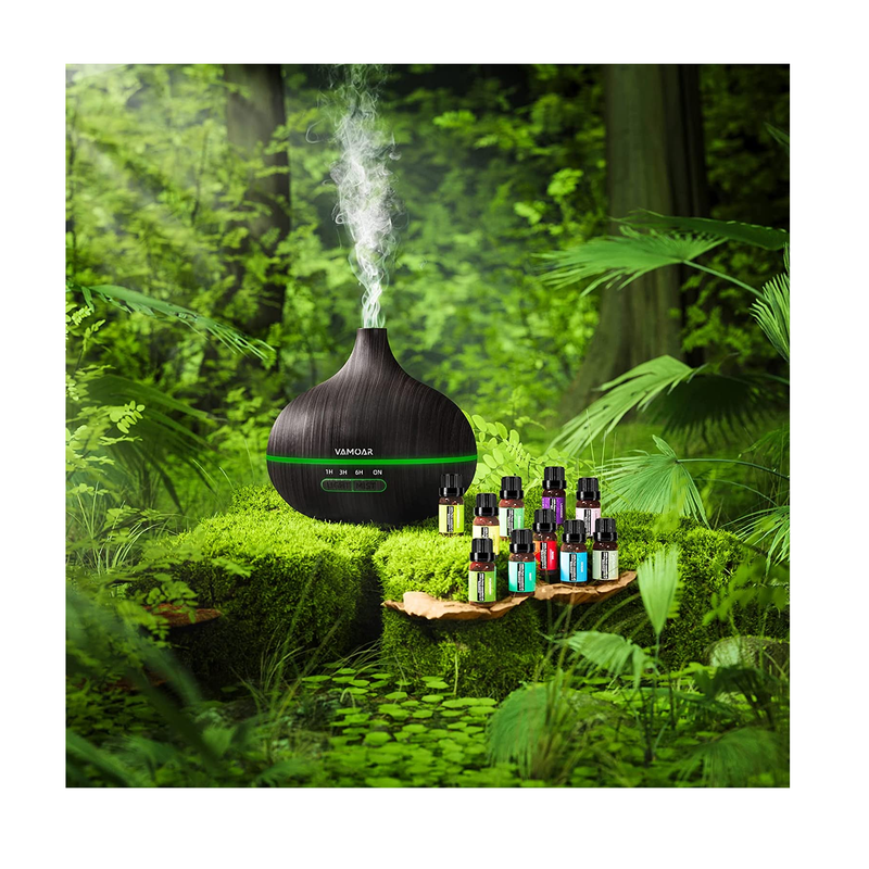 Essential Oil Diffuser Gift Set ，550ml Diffuser & Essential Oil Set, Top 10 Essential Oils, Aromatherapy Diffuser Humidifier