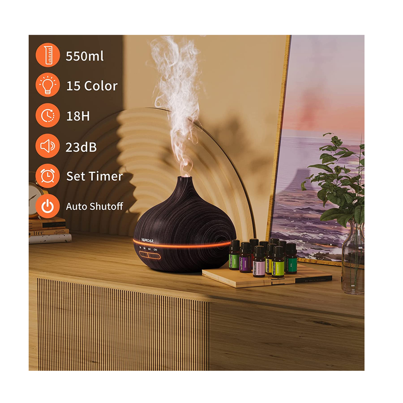 Essential Oil Diffuser Gift Set ，550ml Diffuser & Essential Oil Set, Top 10 Essential Oils, Aromatherapy Diffuser Humidifier