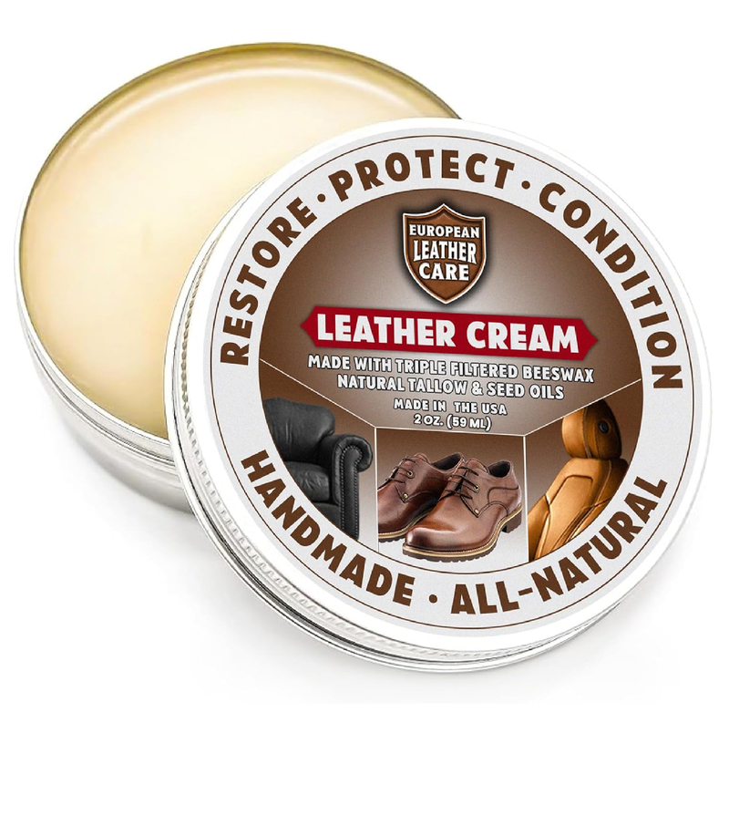 European Leather Care 2 oz Cream Leather Cleaner and Conditioner All Natural Leather Boots Leather Maintenance Cream Leather Conditioner Shoe Polish,