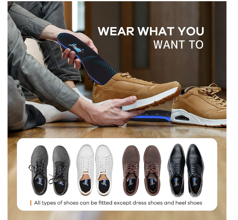 Plantar Fasciitis Relief Shoe Insoles [1-Pair], Arch Support Insoles, Running Athletic Gel Shoe Inserts,