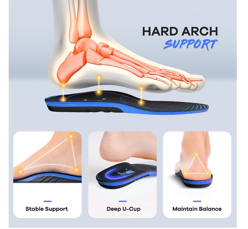 Plantar Fasciitis Relief Shoe Insoles [1-Pair], Arch Support Insoles, Running Athletic Gel Shoe Inserts,