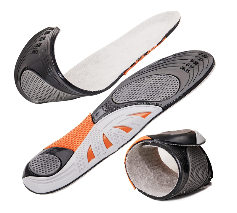 FOOTSECRT Ultra Thin Insoles for Men, Comfort Gel Insoles for Men,Arch Support Inserts