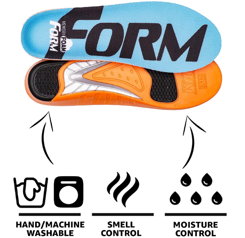 Unisex Memory Foam Inserts | Anti-Fatigue Shoe Insoles for Work Boots, Running & Hiking | Shock-Absorbing,