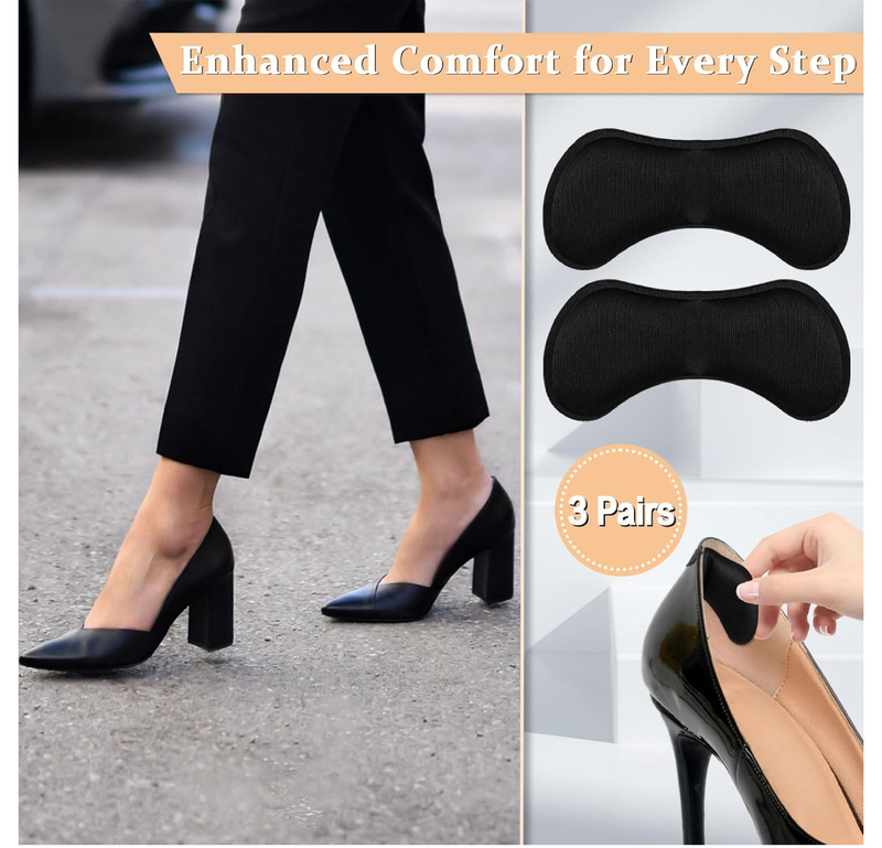 6 Pairs Tongue Pads and 3 Pairs Heel Pads for Shoes That are Too Big Self-Adhesive Heel Grips for Men Women