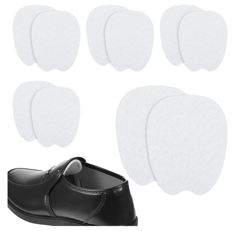 5 Pairs Felt Tongue Pads for Shoes, White Felt Shoe Tongue Pads Cushion Soft Self-Adhesive Shoe