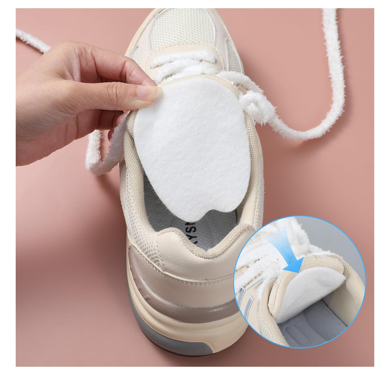5 Pairs Felt Tongue Pads for Shoes, White Felt Shoe Tongue Pads Cushion Soft Self-Adhesive Shoe
