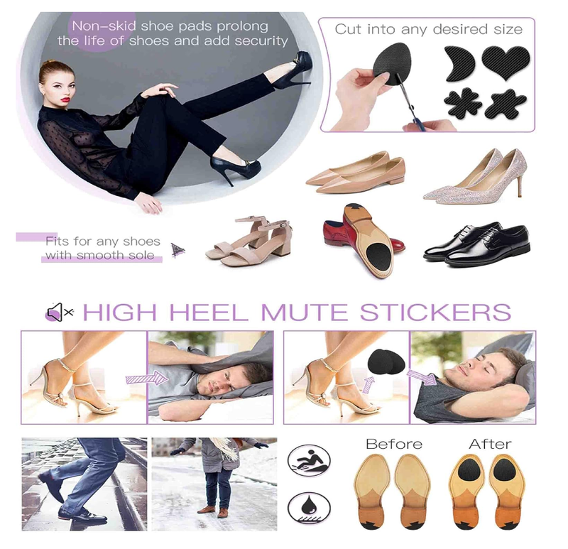 Non Slip Shoes Pads Self-Adhesive Shoe Grips Rubber Anti-Slip Shoe Grips Sole Stick Protector