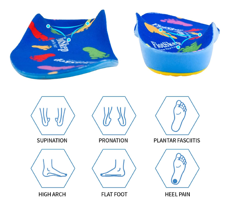 Kids Arch Support Orthotics Over-Pronation Plantar Fasciitis Flat Feet PU Foam Inserts Relieve Foot Back Hip Leg and Knee Pain,