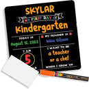 First Day of School Board | Made in USA | 12 in x 12 in | 2-Sided, with Chalk Marker, Magic Eraser, My First Day of Kindergarten Signs