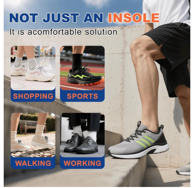 Sport Shoe Insoles,Work Inserts,Plantar Fasciitis Arch Support Insoles with Shoehorn-Shock Absorbing Inserts for Men & Women,