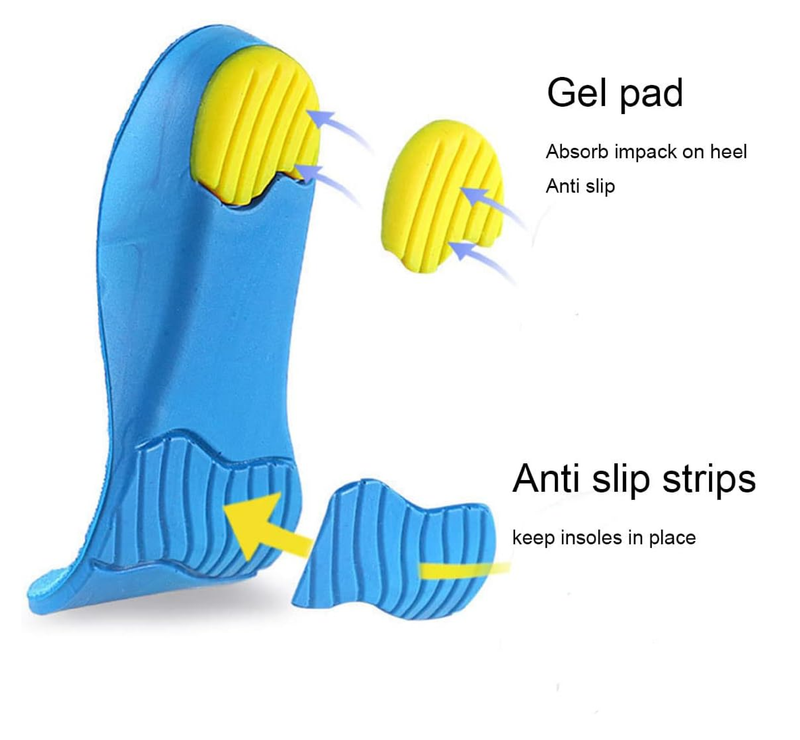 Kids Orthotic Cushioning Arch Support Shoe Insoles, Toddler Inserts for Flat feet,