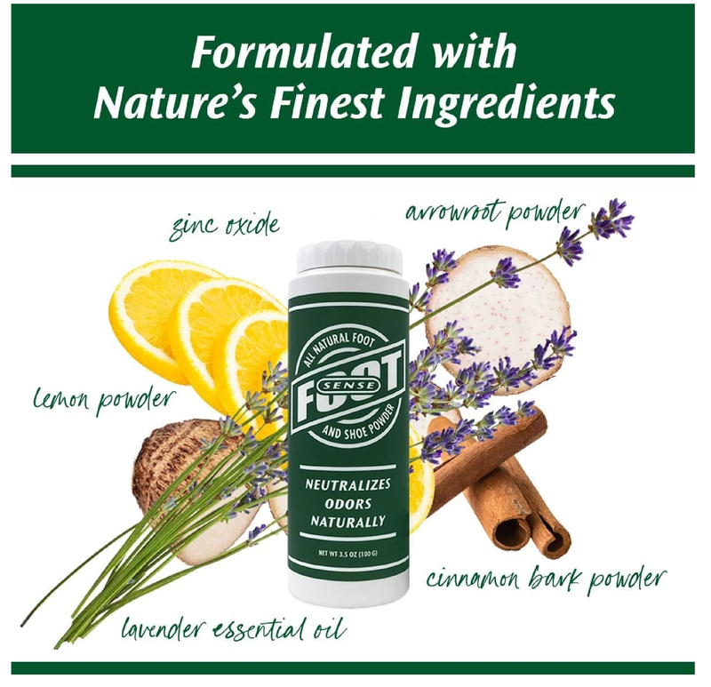 FOOT SENSE All Natural Foot & Shoe Powder, Foot Odor Eliminator for Long-Lasting Odor Control Lasts up to 6 Months,