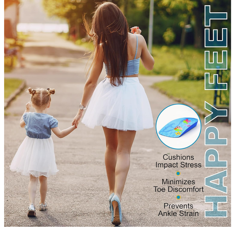 Fun Kids Orthotic Shoe Insoles with Arch Support for Children’s Heel Pain (Sever’s Disease),