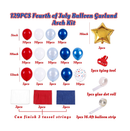129PCS 4th/Fourth of July Decorations Balloon Garland Arch Kit Red White Blue Patriotic Party Memorial Day Outdoor Indoor Birthday Decor Supplies