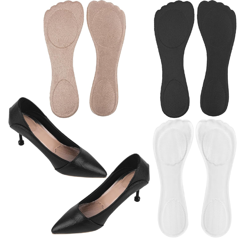 Framendino, 6 Pack 3/4 Gel Cushion Insoles Clear Adhesive Shoe Pads for High Heels Sandals Flats Boots Pumps 3Colour