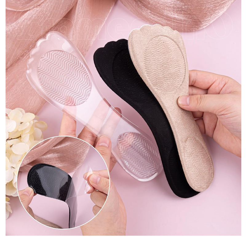 Framendino, 6 Pack 3/4 Gel Cushion Insoles Clear Adhesive Shoe Pads for High Heels Sandals Flats Boots Pumps 3Colour