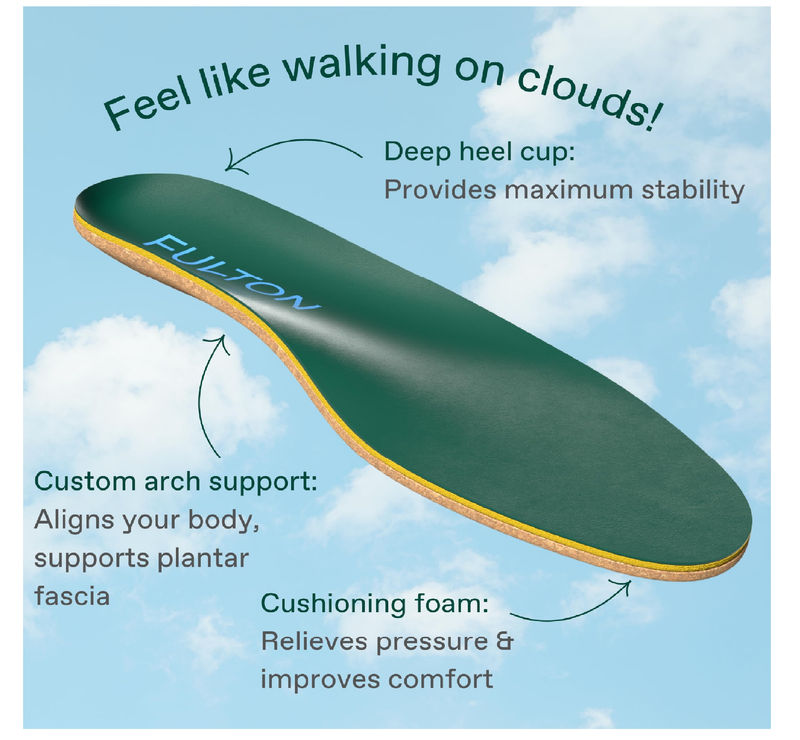 Fulton Custom Molding Cork Shoe Inserts for Men - Pain Relief Orthotic Insoles