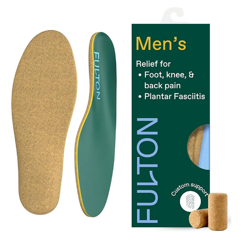 Fulton Custom Molding Cork Shoe Inserts for Men - Pain Relief Orthotic Insoles