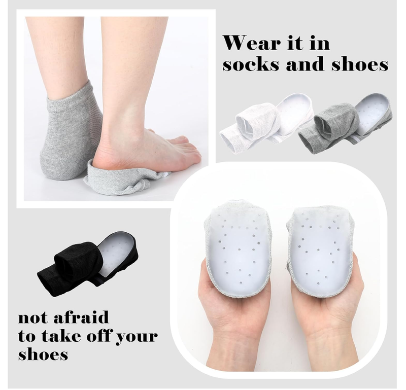 3 Pairs Height Max Socks Invisible Shoe Heel Pad Shoe Lifts for Adult Reusable Height Increase Socks Half Raised