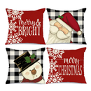 GEEORY Christmas Pillow Covers 18x18 Set of 4 for Christmas Decorations Buffalo Plaid Snowman Santa Claus Merry Bright Christmas Pillows Winter Holiday Throw Pillows Christmas Farmhouse Decor