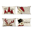 GEEORY Christmas Decorative Pillow Covers 16 x 16 Inch Set of 4, Buffalo Plaid Santa Claus Snowman Let it Snow Holiday Farmhouse Cushion Cases Xmas Decoration for Home Party Sofa Couch GA436-16