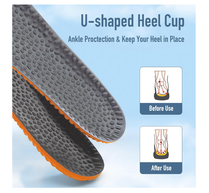 Soft Cushioning Insoles for Women Men, Comfort Memory Foam Insoles for Shock Absorbing and Extra Cushion,
